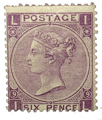 1867-1880 Perkin's Mauve 6d Postage Stamp