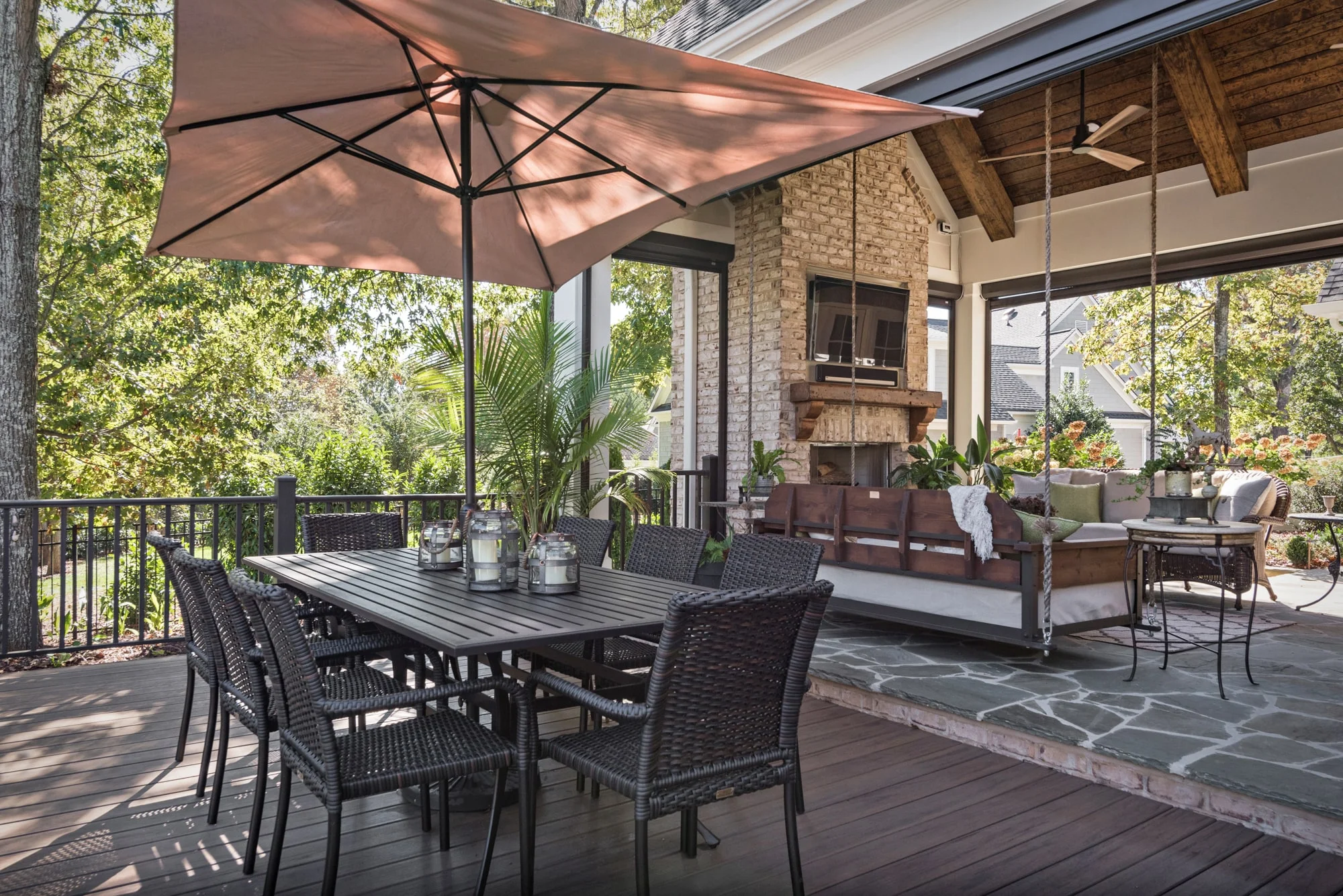 Just off the screen porch, you step down to a composite deck that is great for dining as well as grilling.