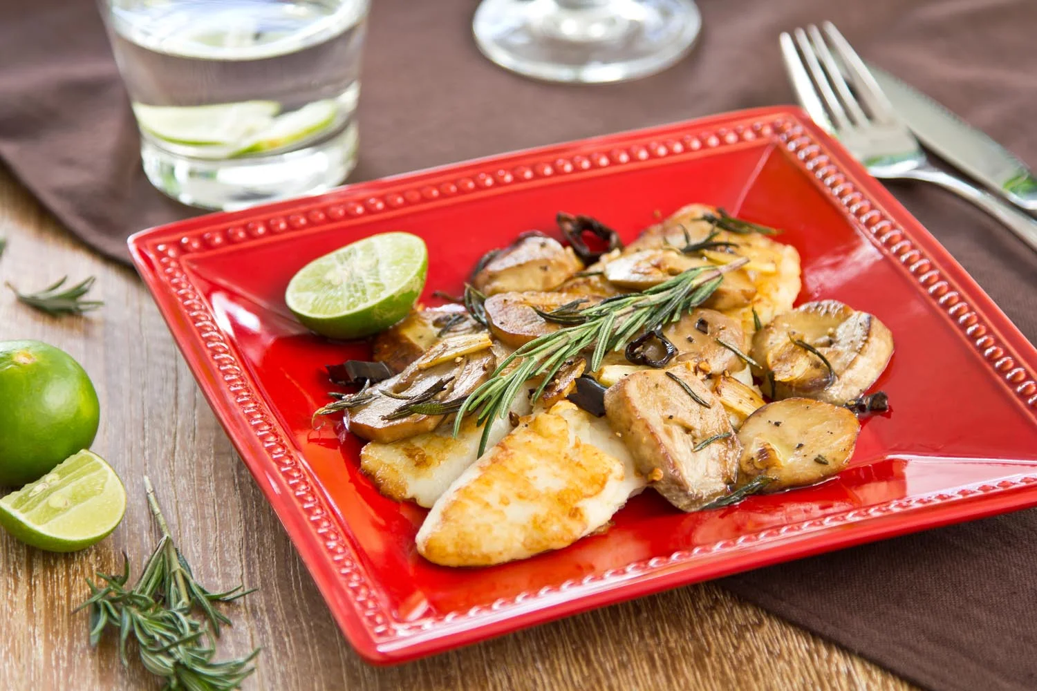 Grilled Dory with Sauteed Mushrooms