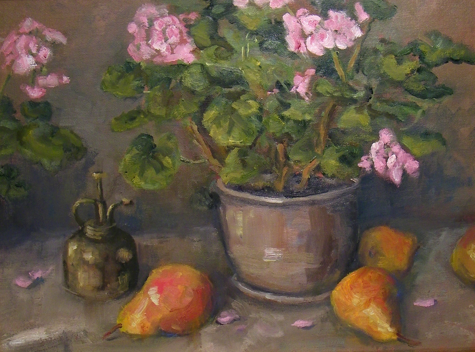 Geraniums and Pears 