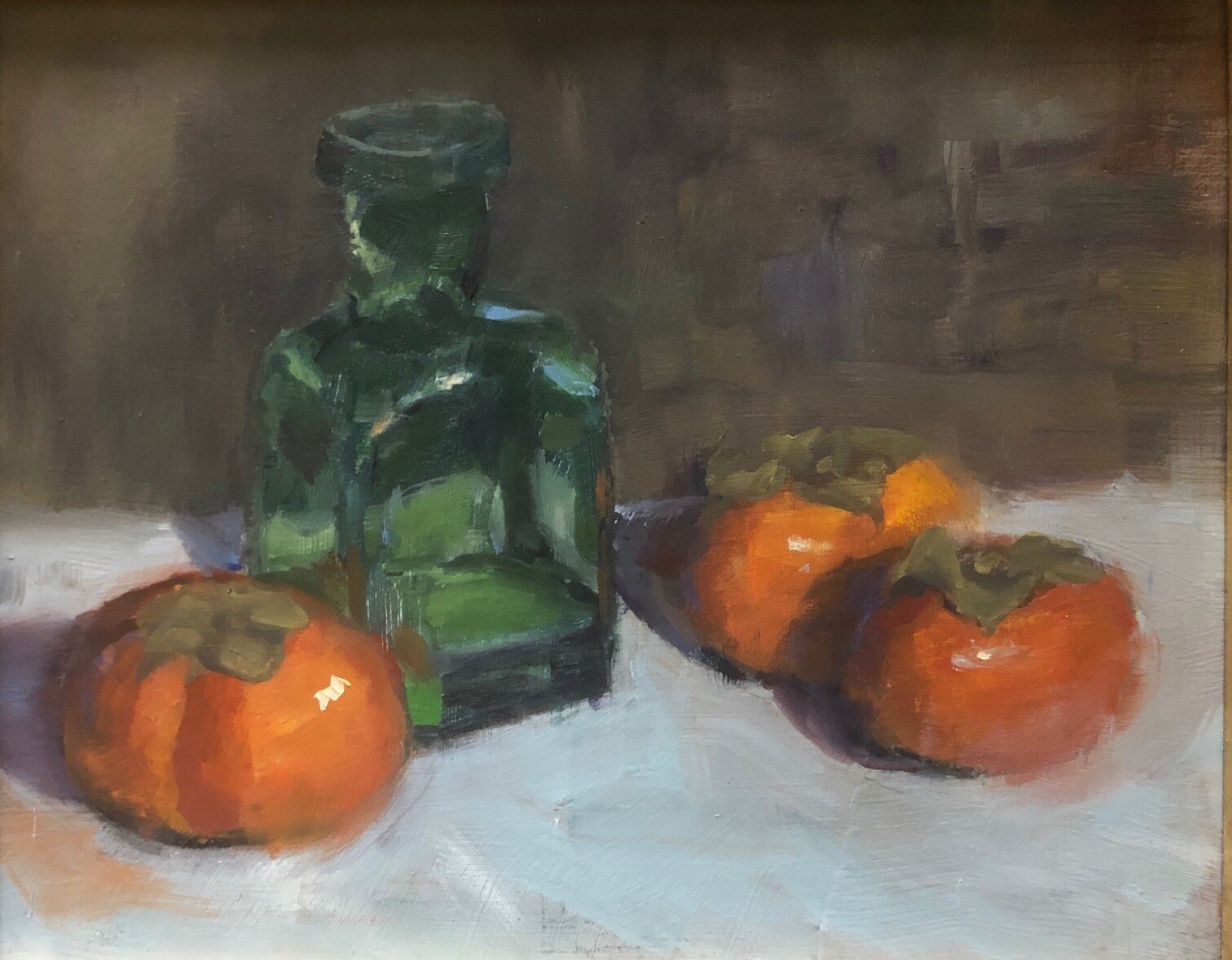  SOLD Persimmons with Green Bottle - 8X10 