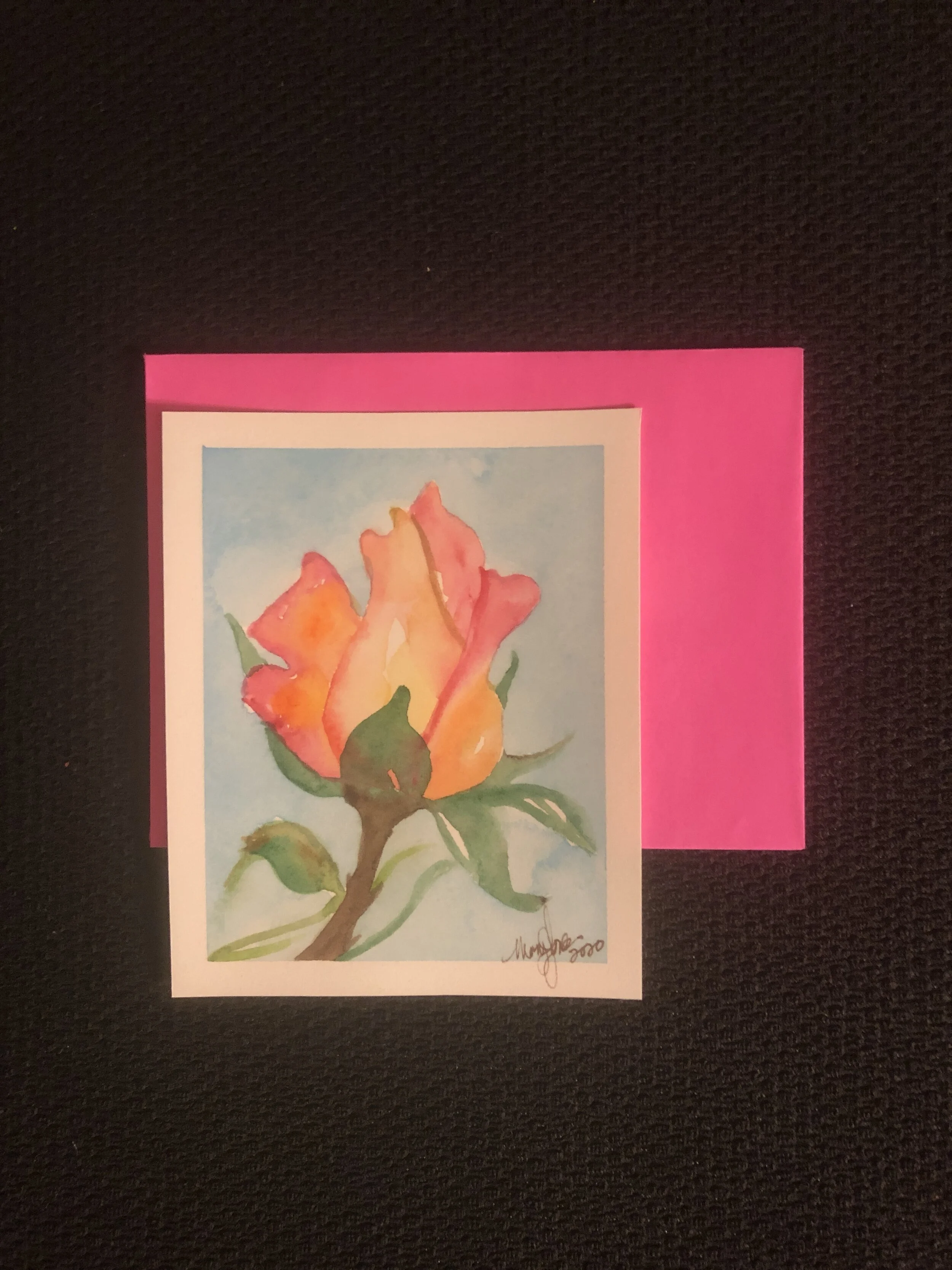 Original Watercolor Greetings - Summer Rose