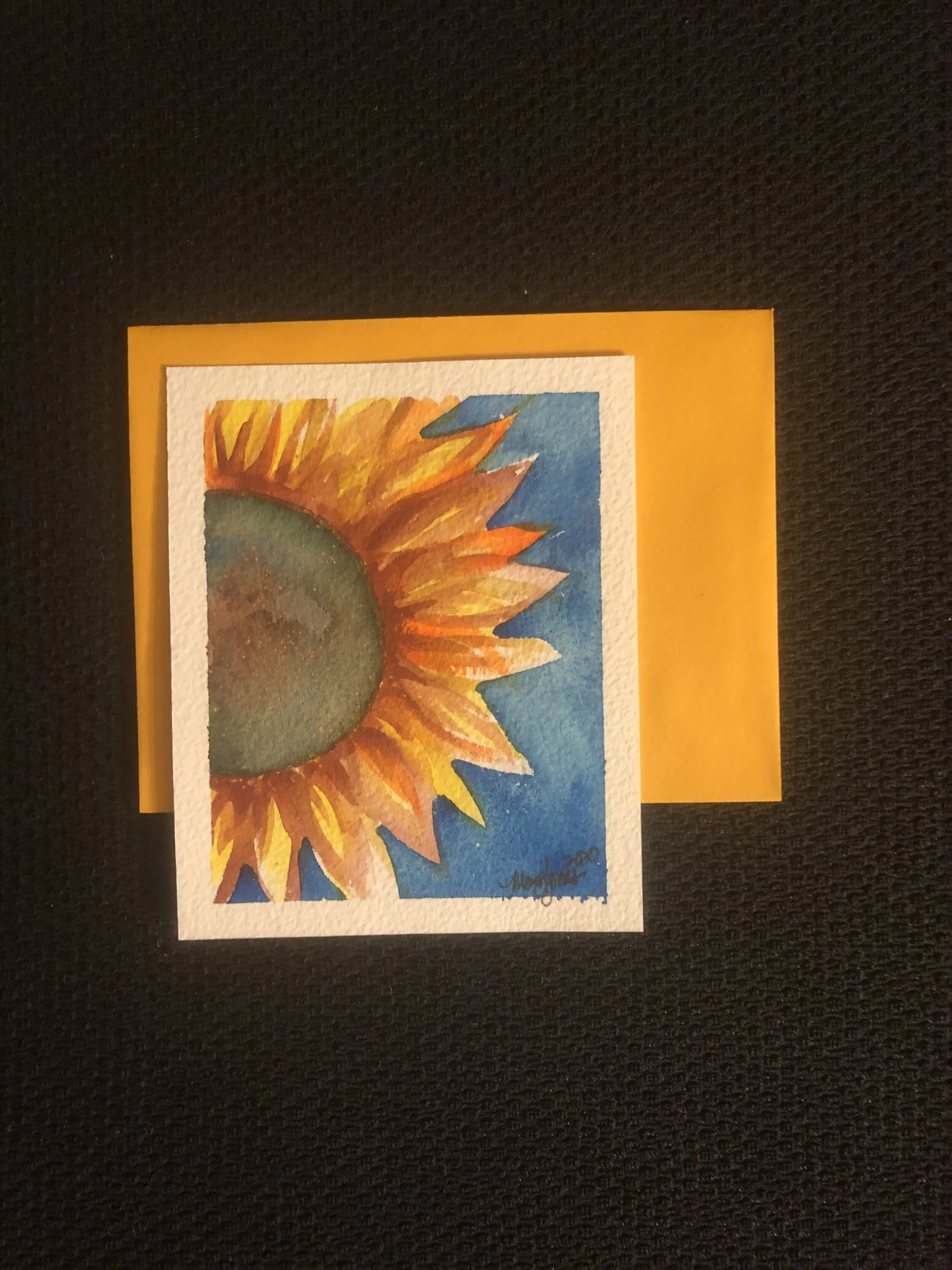 Original Watercolor Greetings - Bright Sunflower