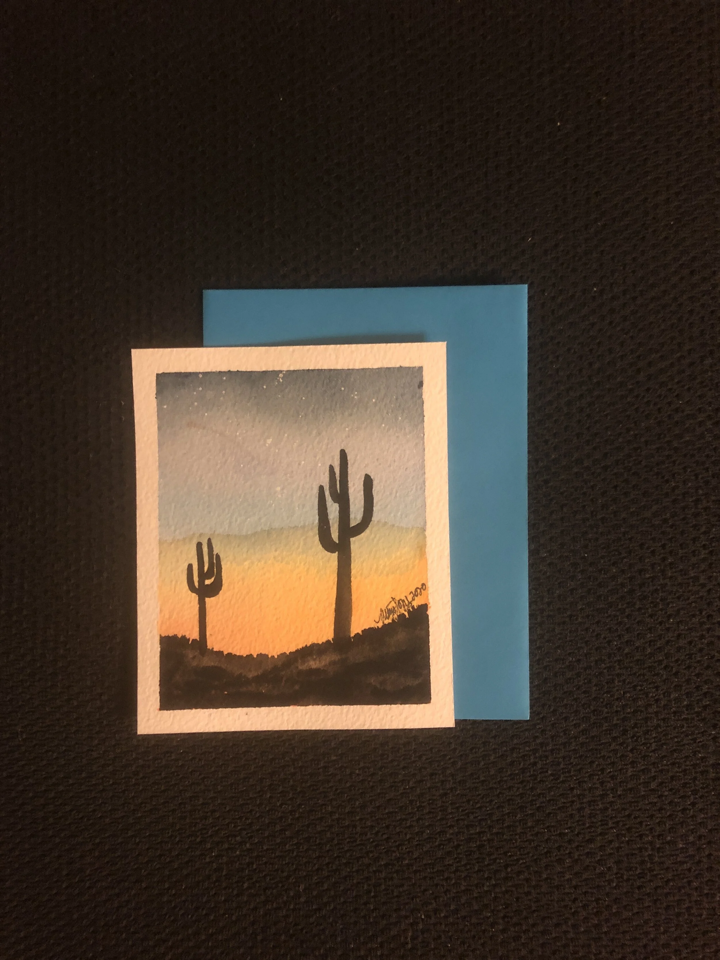 Original Watercolor Greetings - Desert Evening