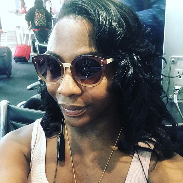 Headed to New York. Hair freshly washed and curled by @bebeestylemaster.