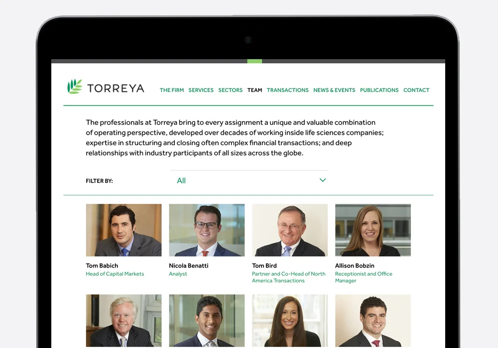 Filterable Team Section