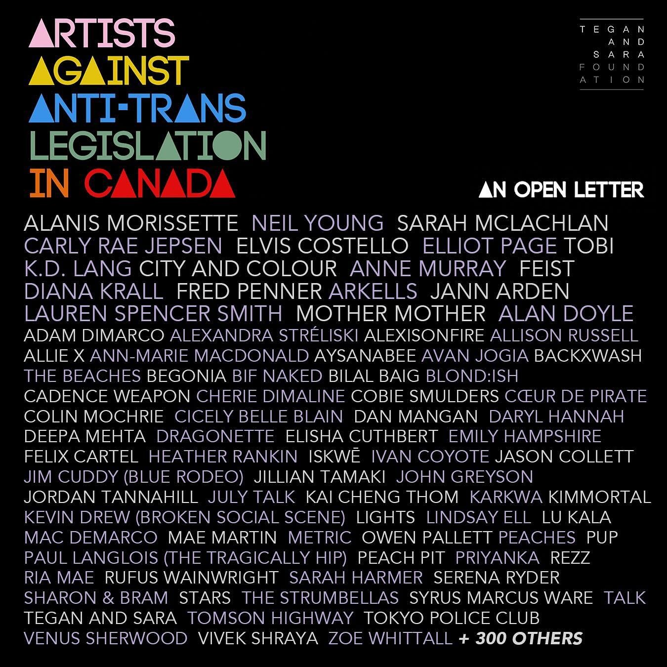 Uma Nota is proud to sign the @teganandsarafoundation&rsquo;s Open Letter: Artists Against Anti-Trans Legislation in Canada, bringing together Canadian artists standing against a concerning trend of legislation that puts the trans community of Canada