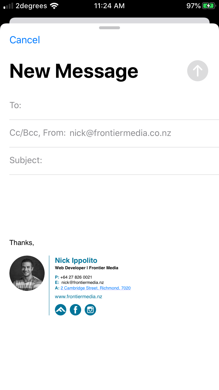 How To Create An Email Signature In Ios Iphone Web Brand Design Nelson New Zealand