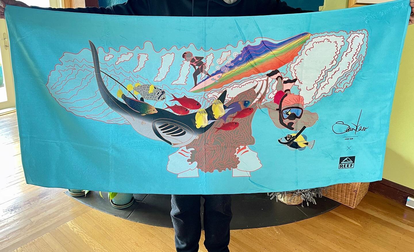 Our friend - @seankaipokam - San Diego surfer, dressmaker, artist - was one of four queer artists chosen by surf brand Reef to design a beach towel for Pride month. All proceeds from sales of the beach towels go to PFLAG. Sean&rsquo;s design is just 