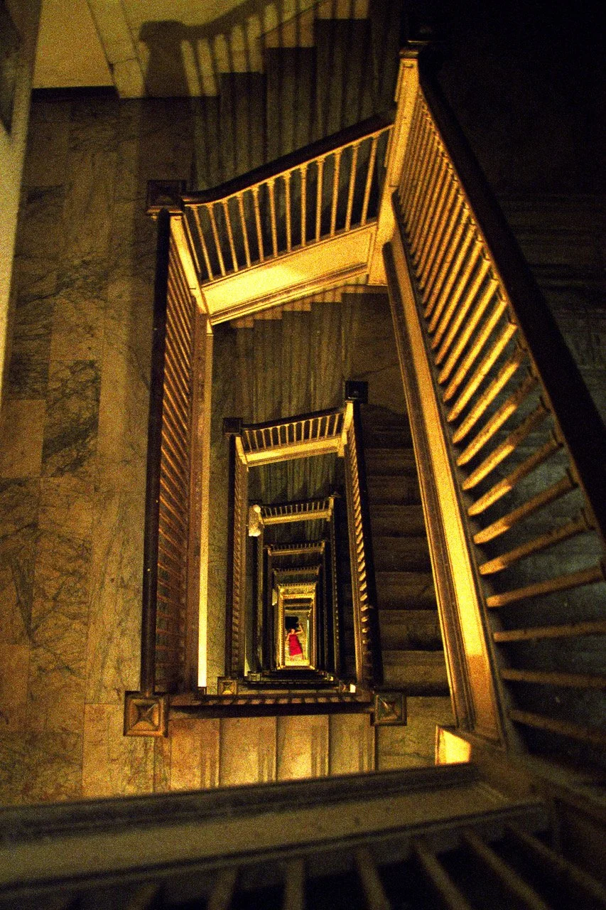 Stairs (High Fashion Crime Scenes), 2004, Archival inkjet print, Back mounted on aluminum, 48” (H) X 32” (W) Edition of 5, 58” (H) X 38” (W) Edition of 5, 80” (H) X 53” (W) Edition of 5
