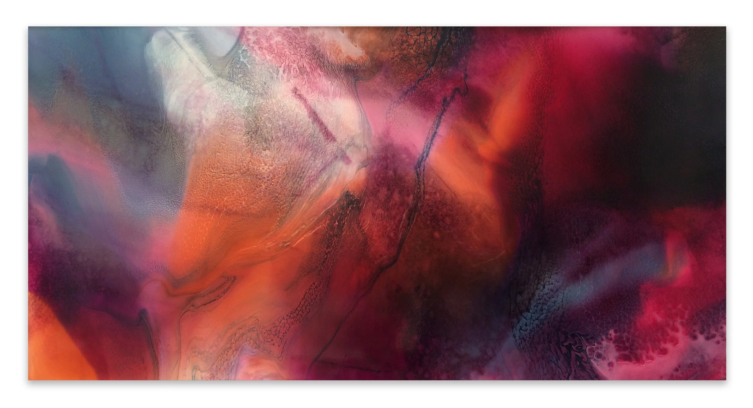 Event on the Horizon, 2015, Natural Dyes, Mordants, Acrylic Medium on Canvas Over Panel, 42"x84"