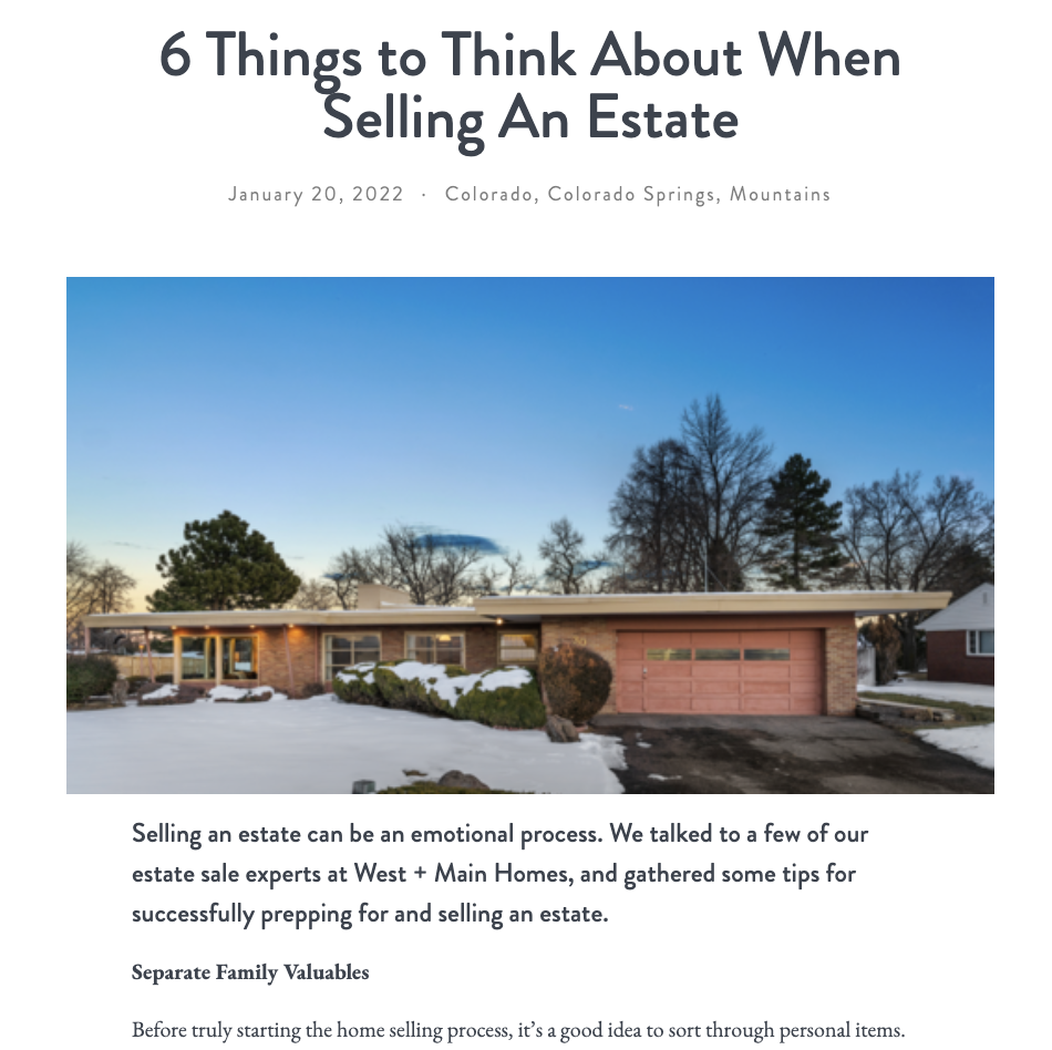 6 Things to Think About When Selling An Estate