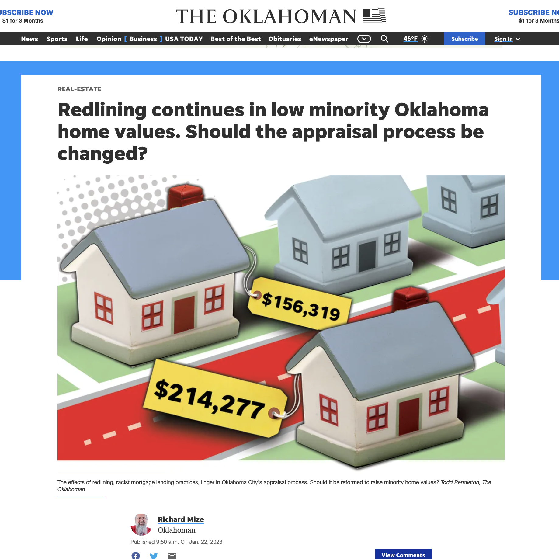 Redlining continues in low minority Oklahoma home values. Should the appraisal process be changed?