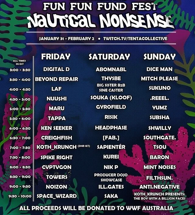 My upcoming track due to be released next month is going to be featured on the Producer Dojo showcase for funfunfundfest2020! You can watch/listen on twitch on Saturday at 8:30pm on the tentacollective channel.  This is a charitable festival where al