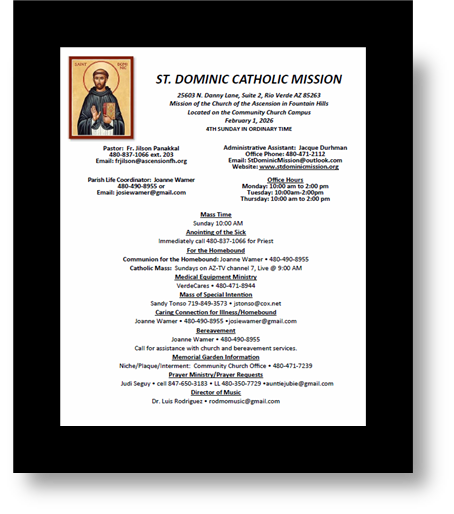 Front page of a bulletin framed in black