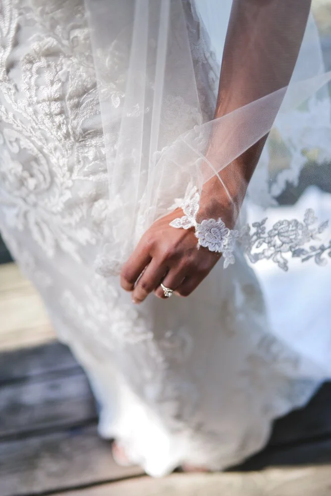 Brides dress and veil