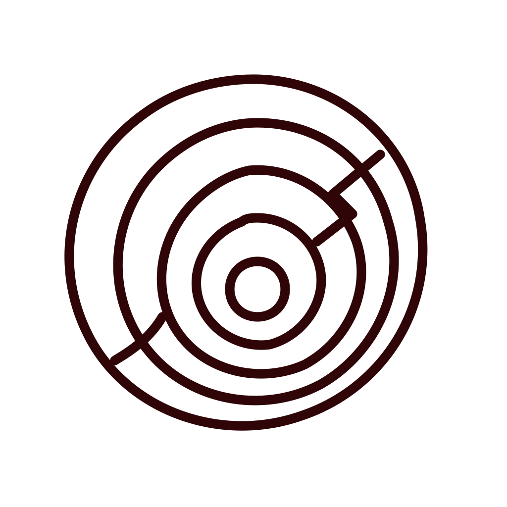 Radar screen with concentric circles and a sweeping line, illustrating bone
