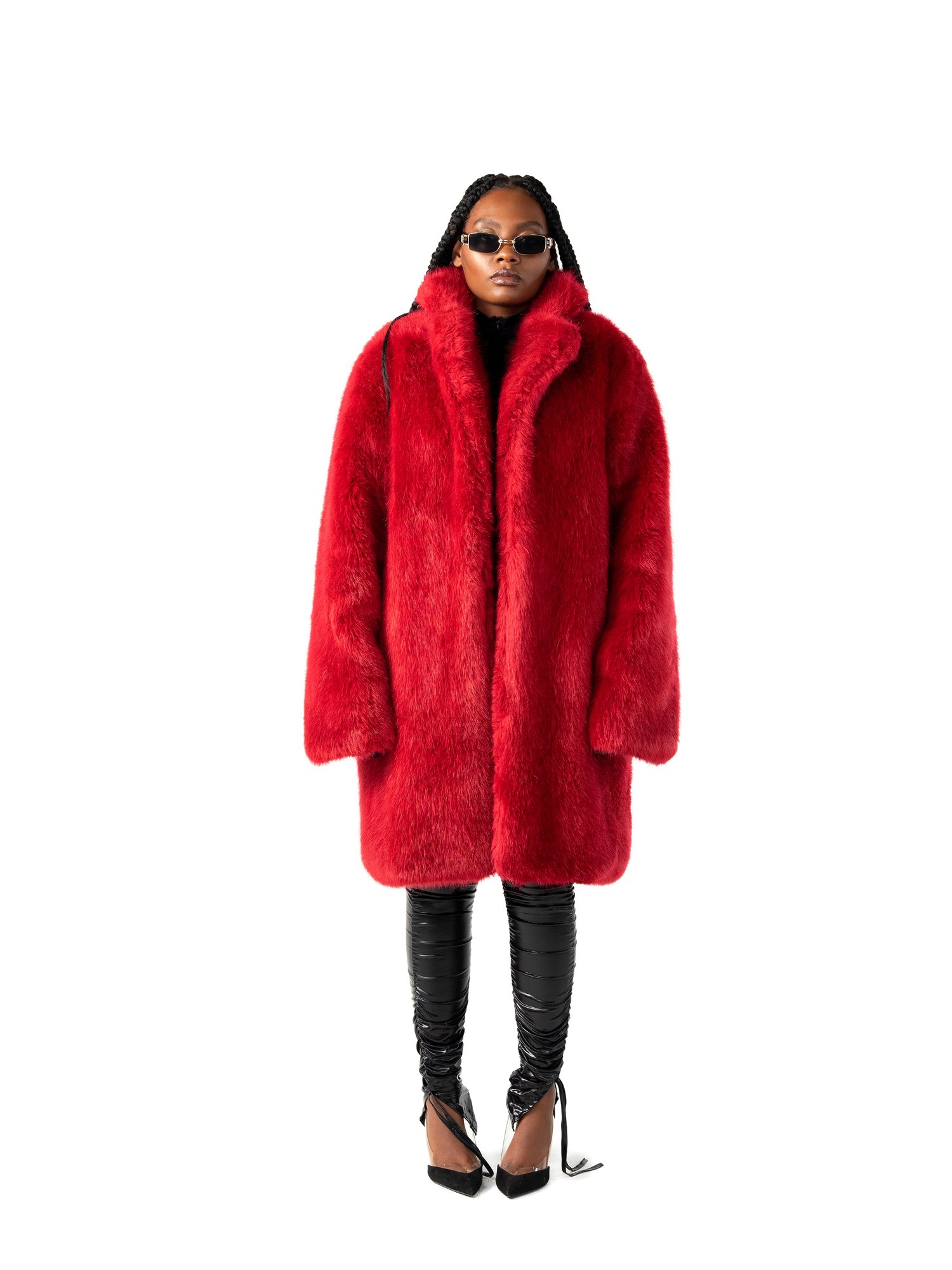 Red Faux Fur Hooded Bomber Jacket | M$ x PETA — MATT SARAFA