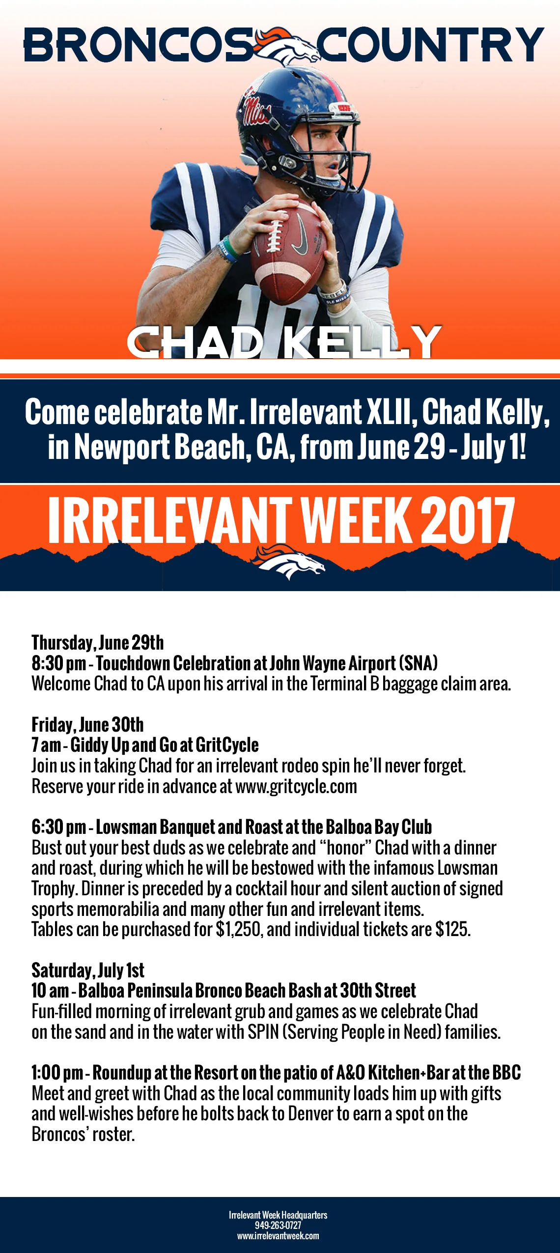 IRRELEVANT WEEK 2017, DATES AND TIMES