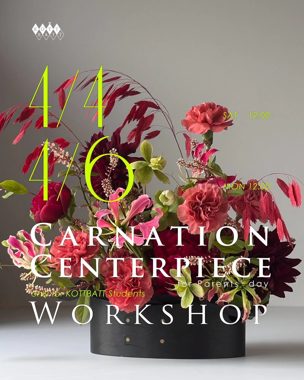 [마감] [2026 어버이날 시즌 준비] Carnation Centerpiece Workshop for KOTTBATT Students