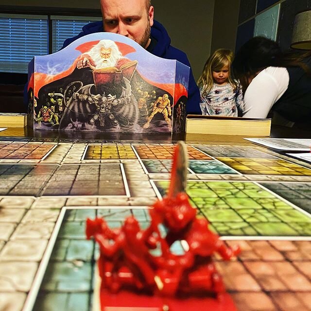 HeroQuest with a lovely crew. Hijinks galore, and more than a penny pinched. #tabletopgames #heroquest #ttrpg #miniatures #rpg