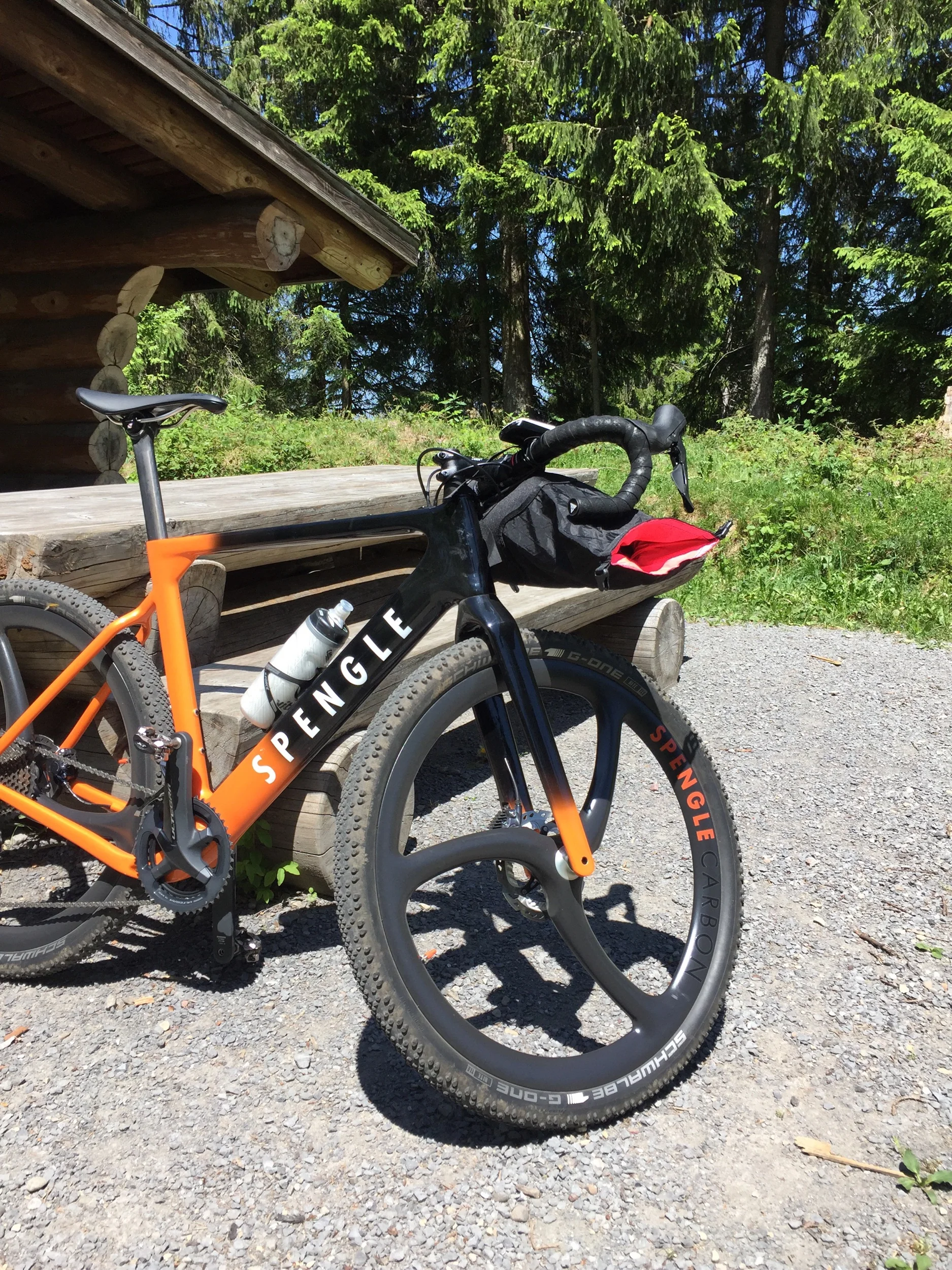 A set up practically custom made for handle-bar bags.