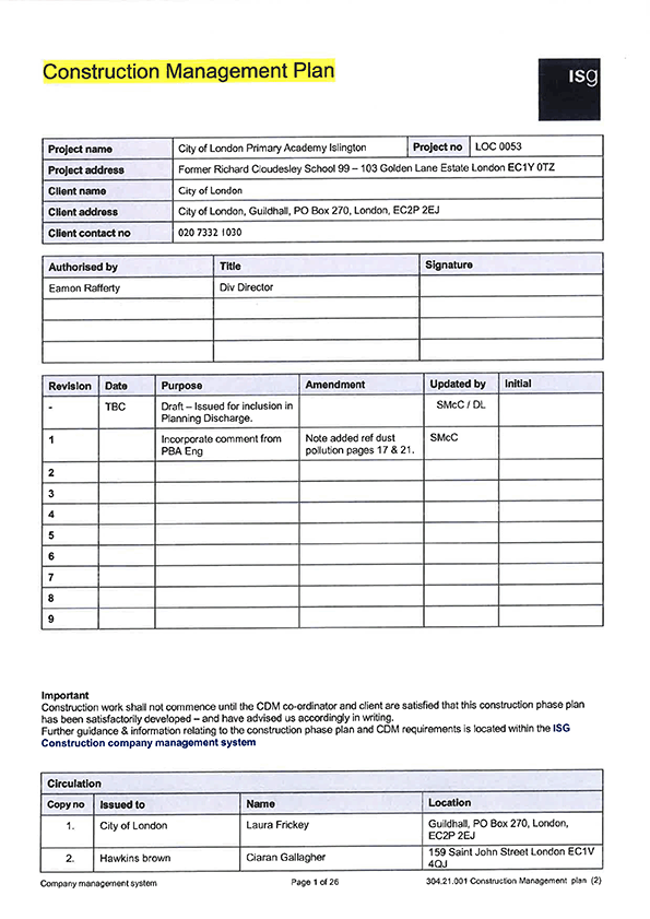 CONSTRUCTION MANAGEMENT PLAN