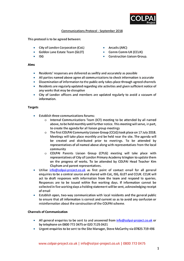 COMMUNICATIONS PROTOCOL