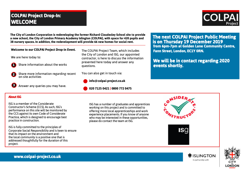 COLPAI Project Drop-In Boards - November 2019