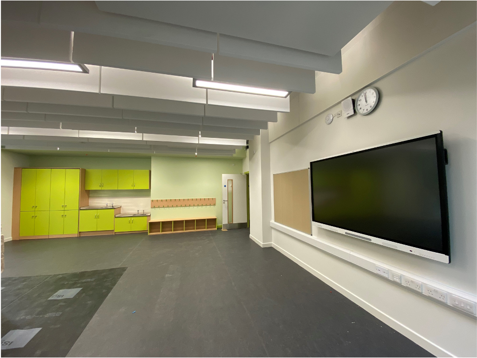 Main school building - typical classroom with an interactive board