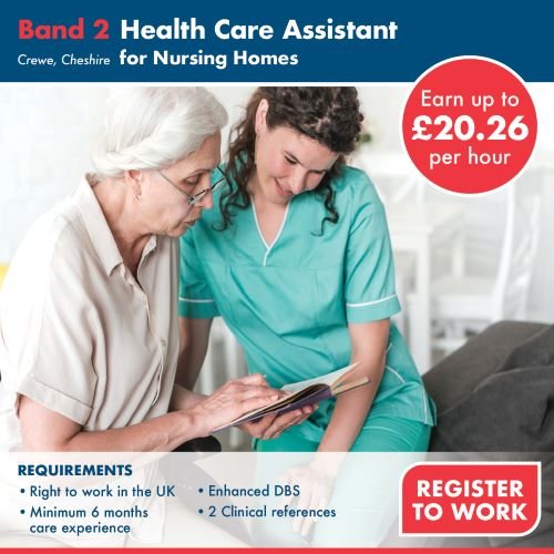 Band 2 Health Care Assistant for Nursing Homes | Crewe, Cheshire   