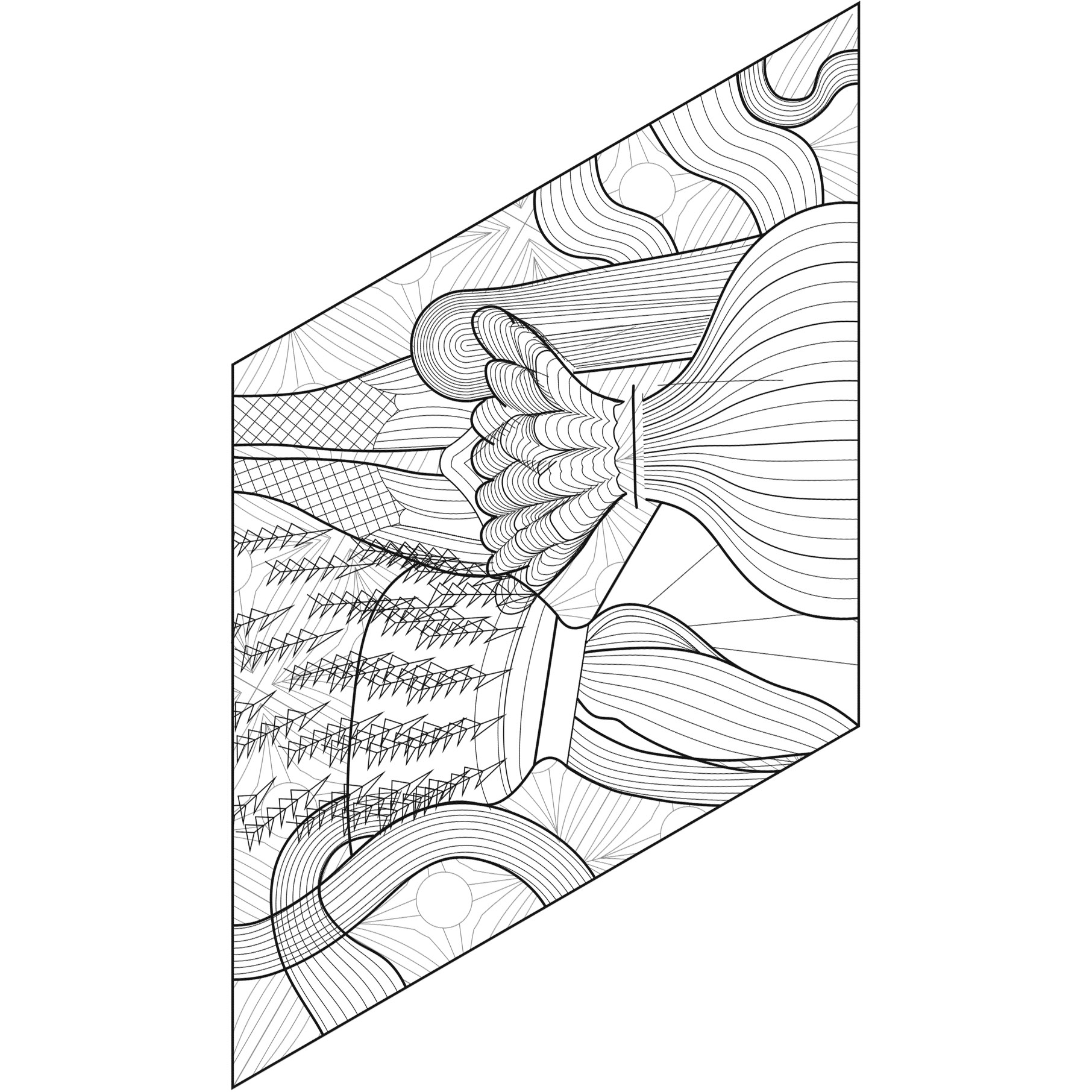 The rhomboid tile explores the outfits from the show. various silhouettes of popular queens and various materials are explored as the design inspiration for these objects.
