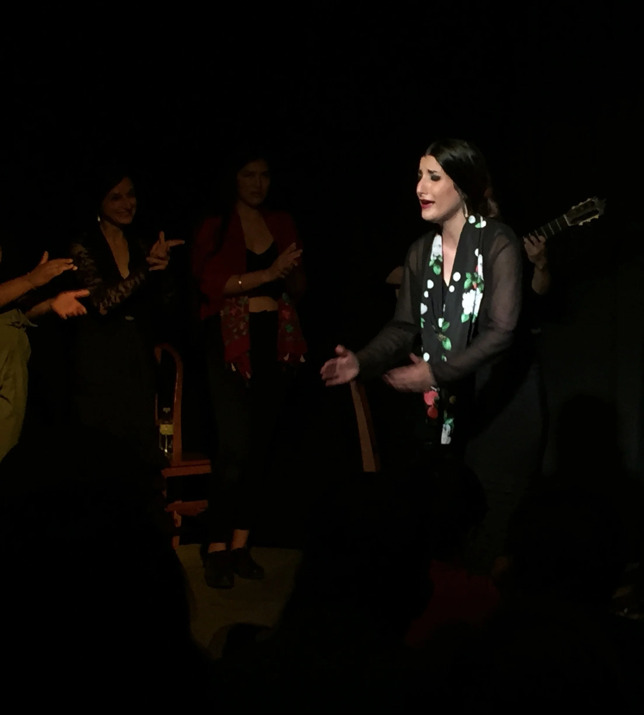 Singer Cristina Regajo Bravo performing in a fin de fiesta at Zenith in Seville