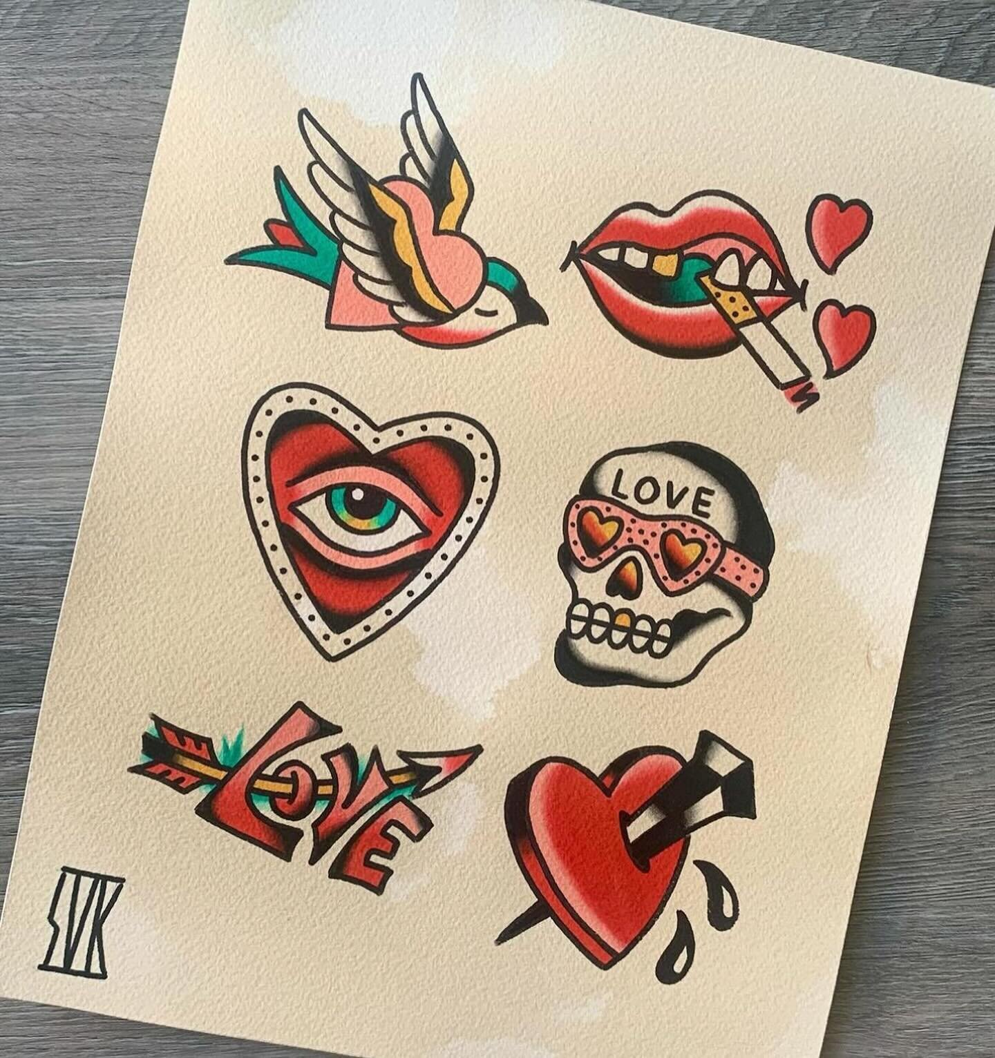 @vankirk_tattoo &lsquo;s sheet for our upcoming valentines flash day! Please see his most recent post for more info and to book! ❤️ ❤️ ❤️