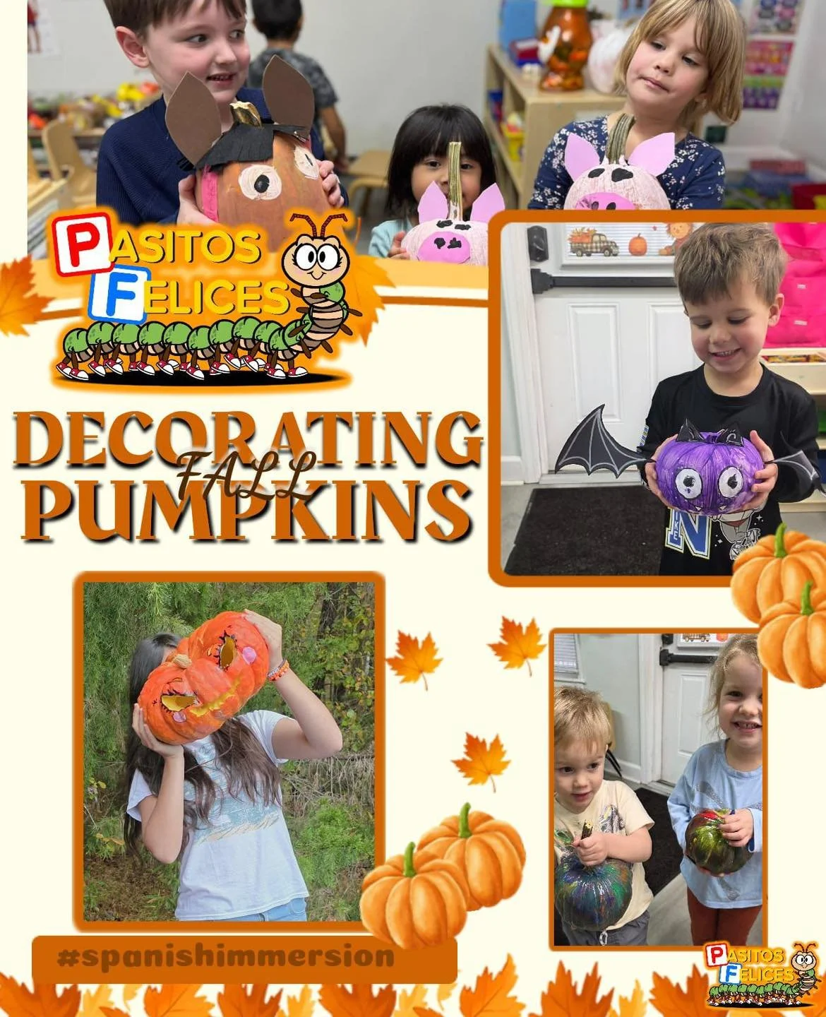 Dia 4: Decorando nuestras calabazas 🎃 🫟

Day 4: Decoarting fall pumpkins 🎃 🫟

#pasitosfelices #pittaboronc #spanishimmersion #fallfest #pumpkins