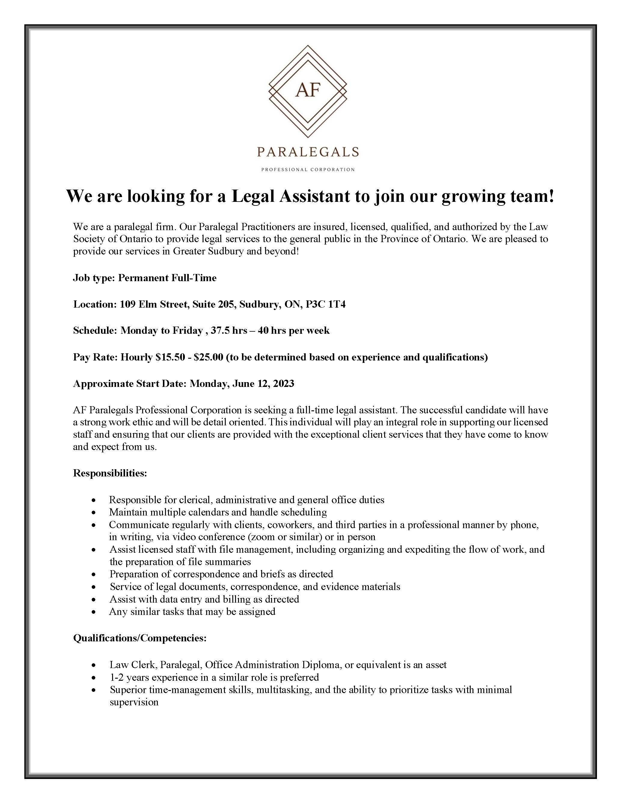 Office Updates — AF Paralegals Professional Corporation