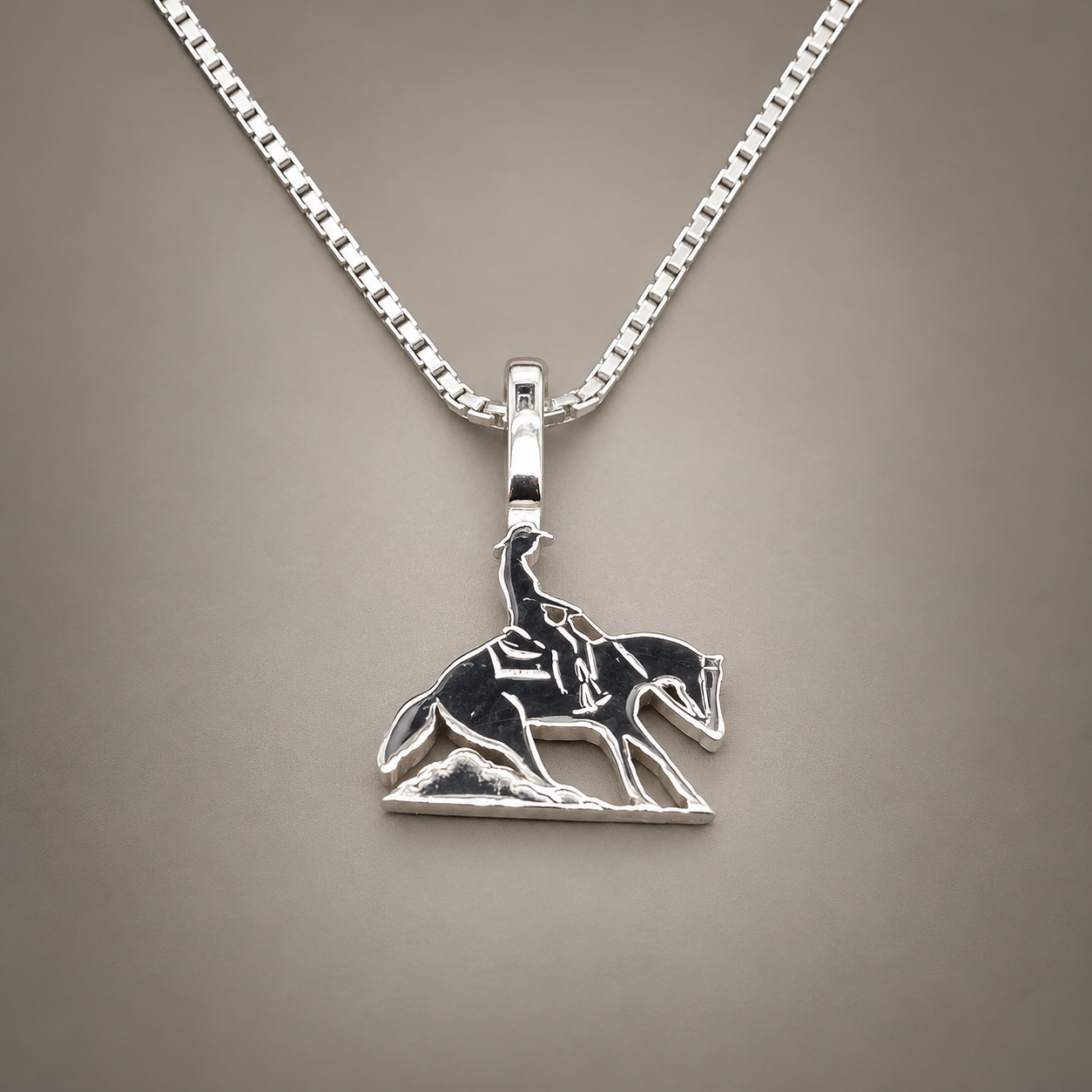Silver Simple Bail Reiner Horse Rider Pendant.png