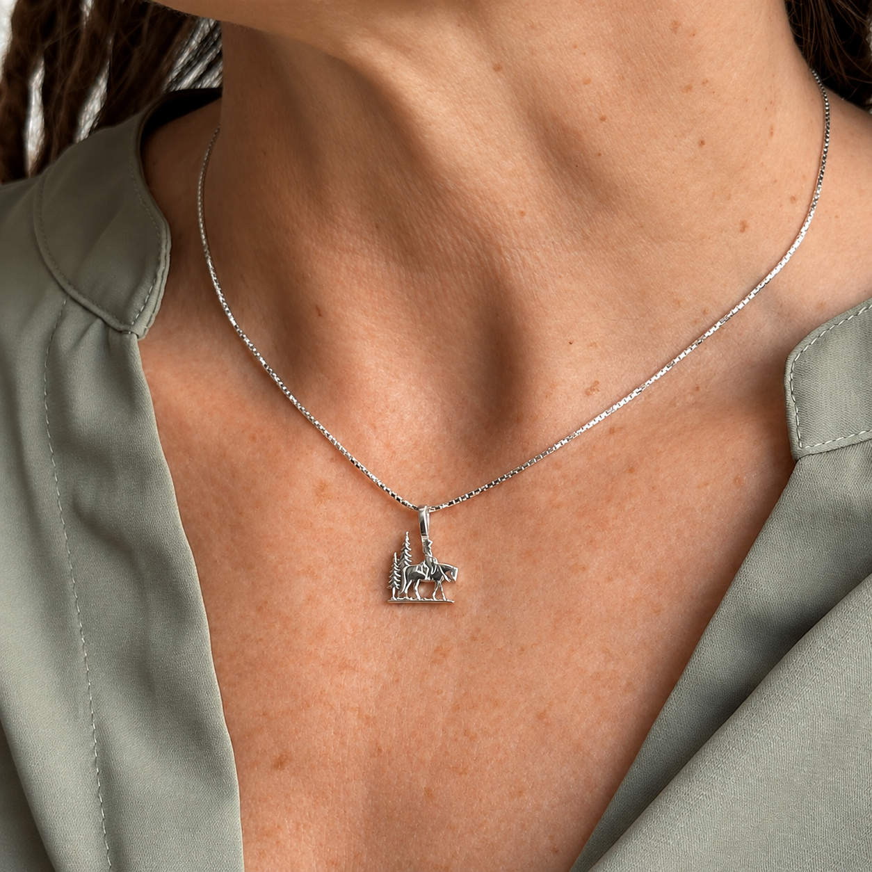 Simple Bail Trail Rider Pendant Necklace on model.png