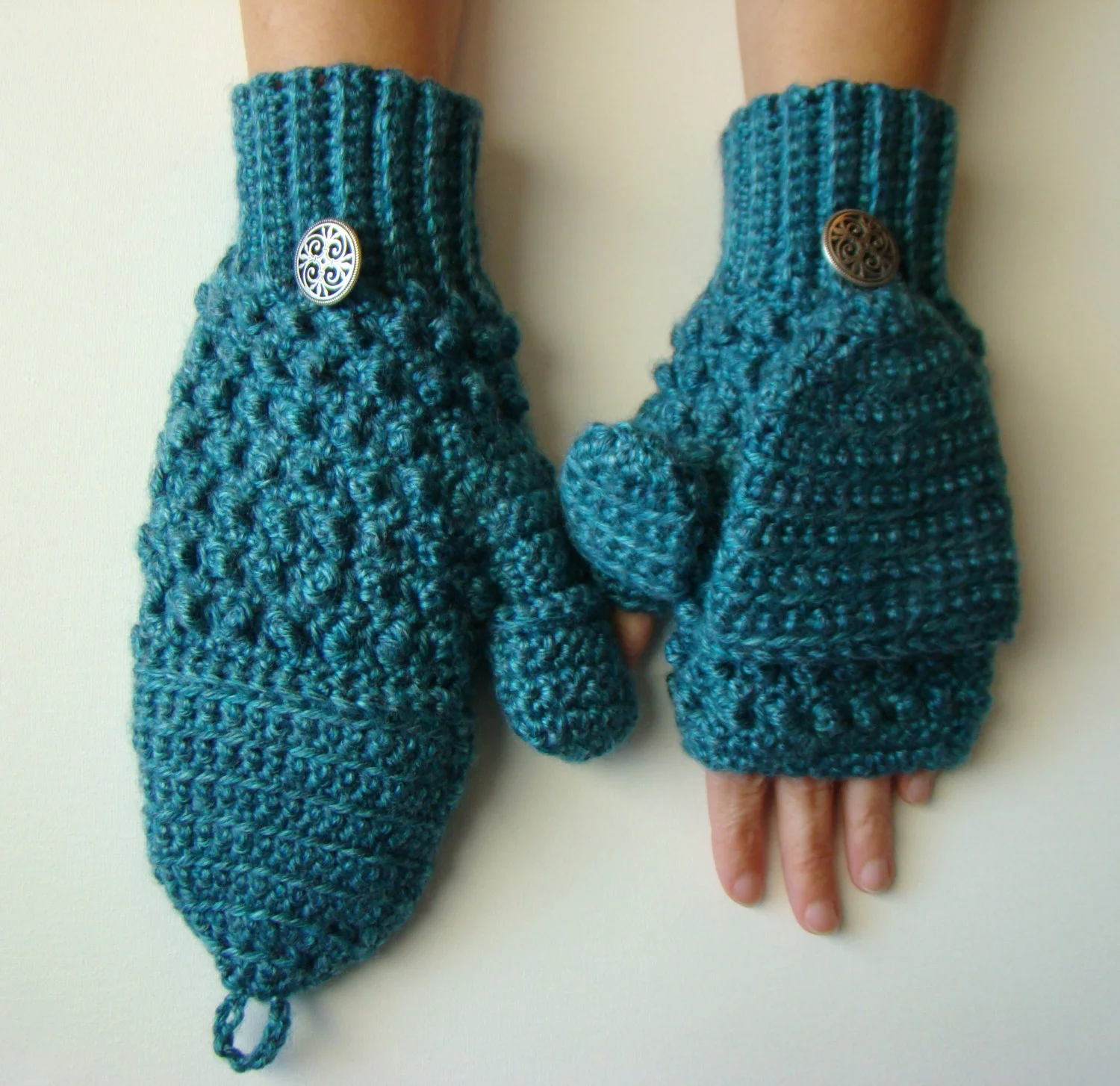 PDF Pattern Crochet Teal Convertible Mittens