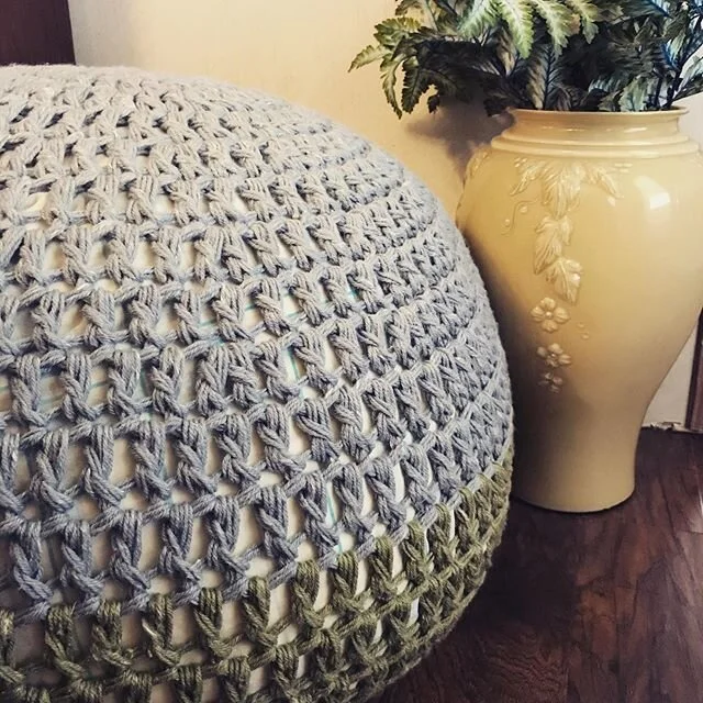New pattern coming soon! If you&rsquo;d like to test this for me, message me here! #crochet #crochethomedecor #crochetersofinstagram #crochetottoman #crochetpouf #crochethomemade #creativeendeavorsks
