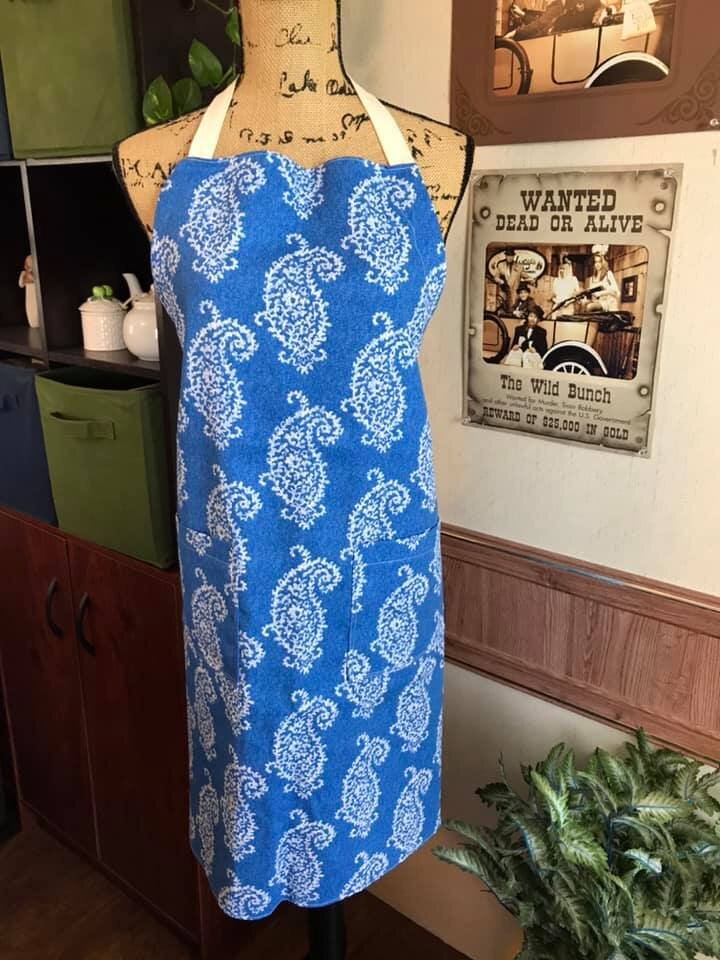 Denim Cotton Duck Full Apron with Pockets
