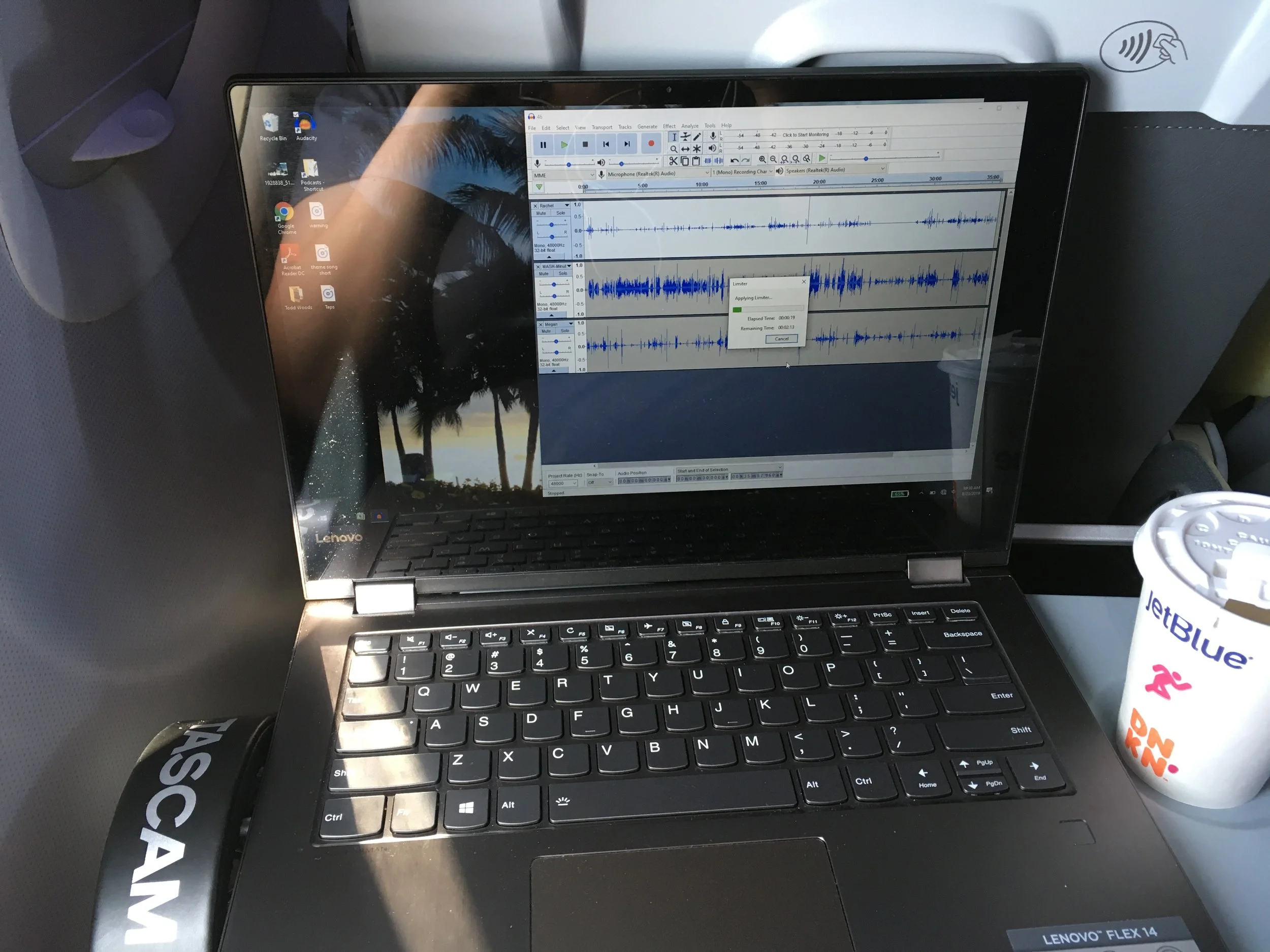  Podcast editing at 34,000 feet, 2019 
