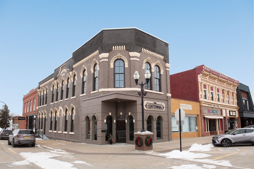   The Centennial Block building, located on Jefferson’s town square, was constructed in 1876. The building originally had three levels that could be seen from the street. According to a historical narrative about the building, in spring 1928, holes w