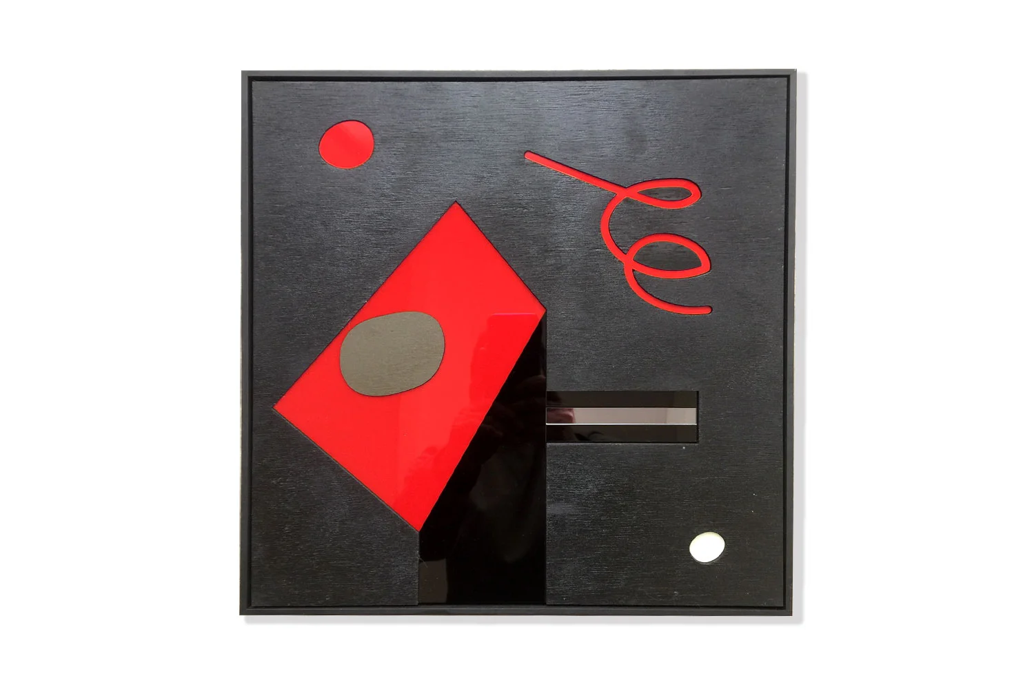 Burned wood - polymethyl - aluminum - Acrylic paint - mirror - 50 X 50 cm