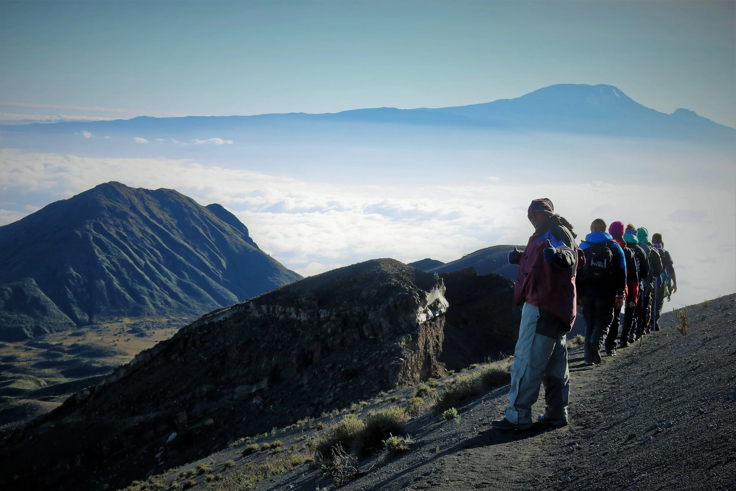 Descending Meru towards Kilimanjaro.JPG