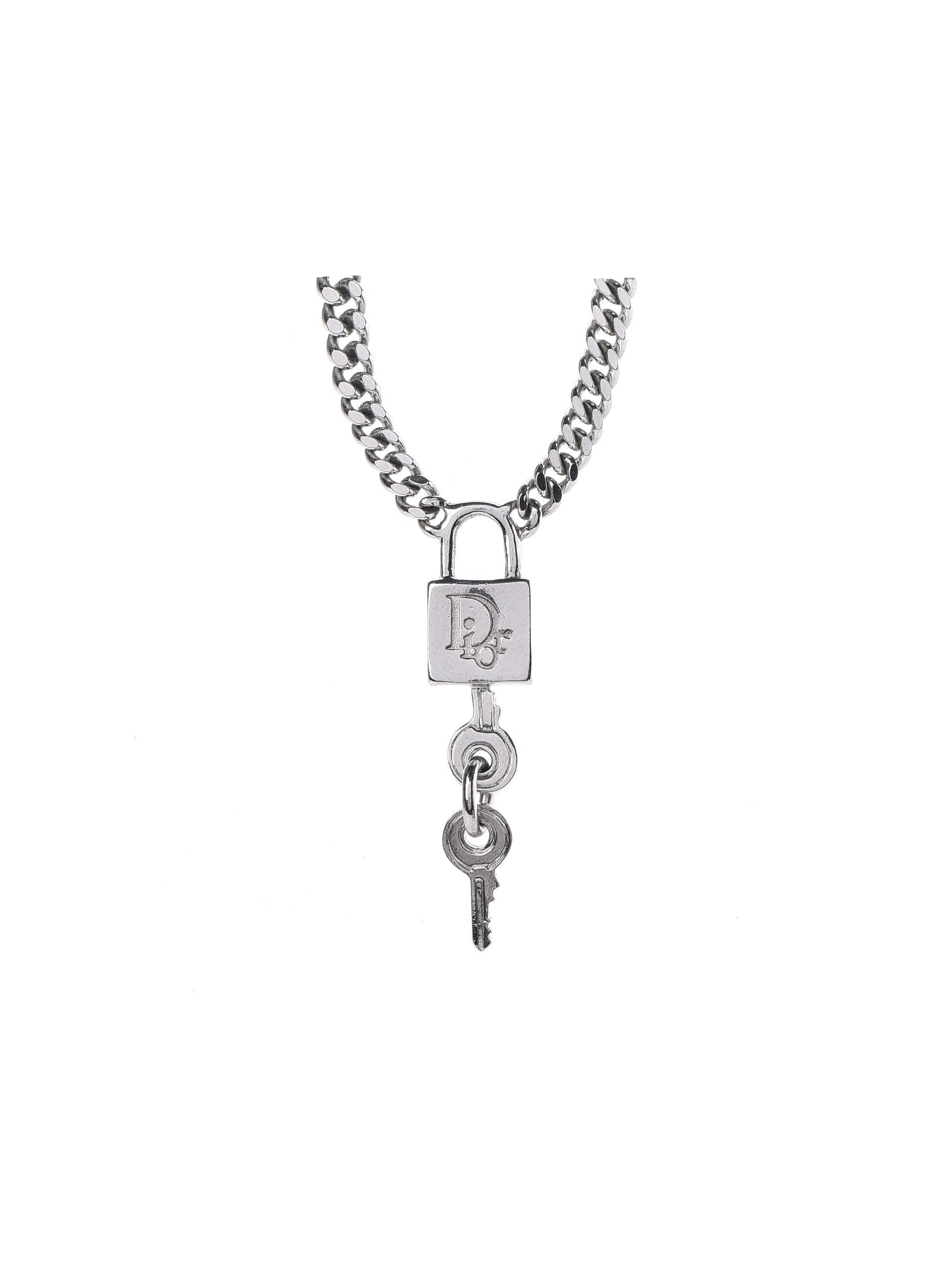 Christian Dior Padlock and Key Necklace 