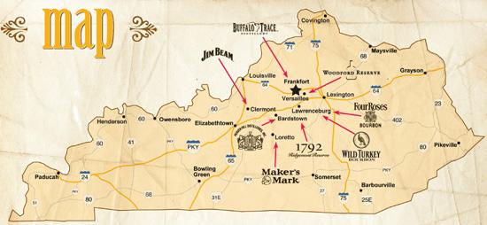 A Map of the Kentucky Bourbon Trail