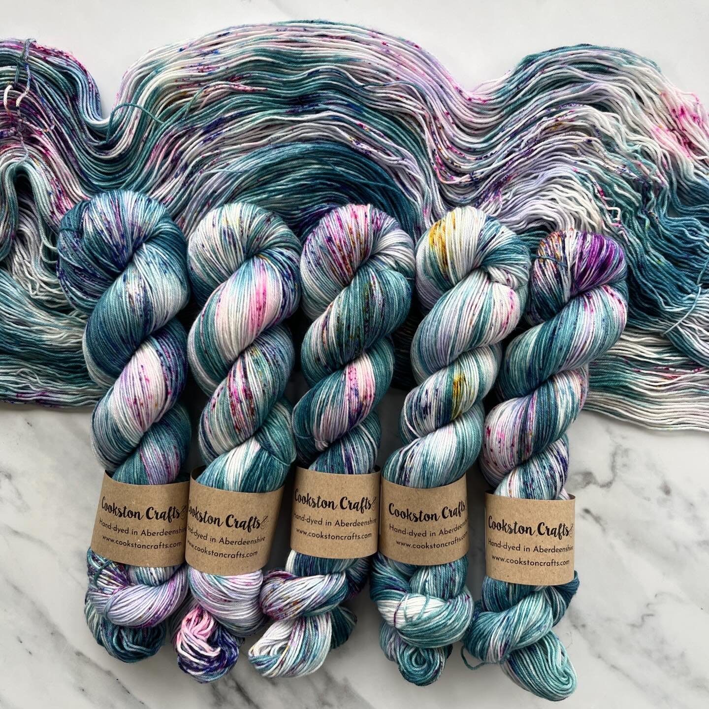 Signs of Spring&hellip;.

There&rsquo;s not been much time for dyeing new yarn recently but I&rsquo;m hoping this is the start of some new colourways for @tangledgalashiels at the end of May. 

This teal green and soft lilac skeins are full of pops o