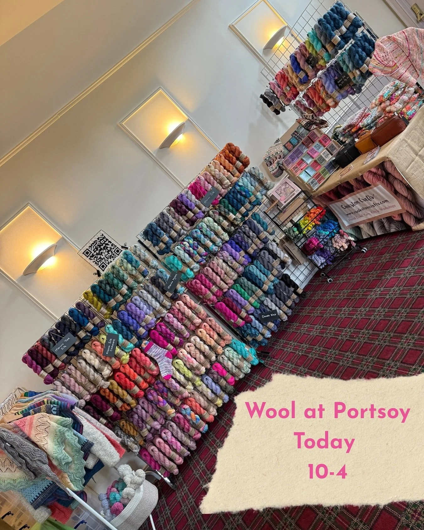All ready and set up at @woolatportsoy today.

We are in the Station Hotel Hall and there&rsquo;s also lots of lovely vendors in the Church Hall across the road too. 

#woolstportsoy #yarnshow #woolfest #woolshow #portsoy