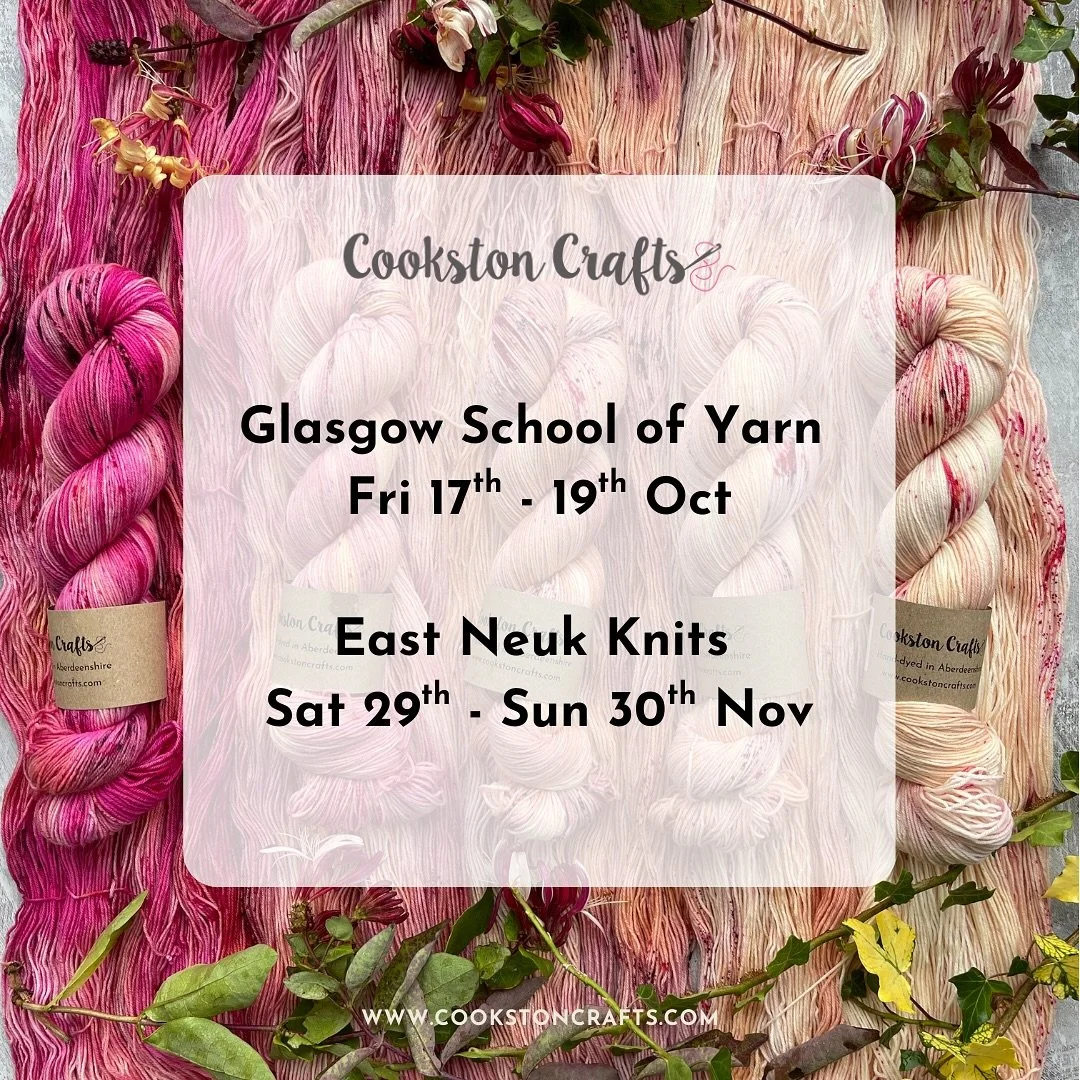 Here&rsquo;s where you can find me over the next couple of months&hellip;..

@glasgowschoolofyarn in 3 weeks and then @eastneukknits at the end of November 

I&rsquo;m going to have another Open Day on a Saturday too but trying to fit that in - will 